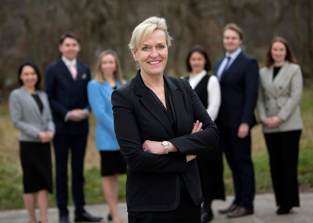 Solicitors group shot with Brenda Mitchell at the front