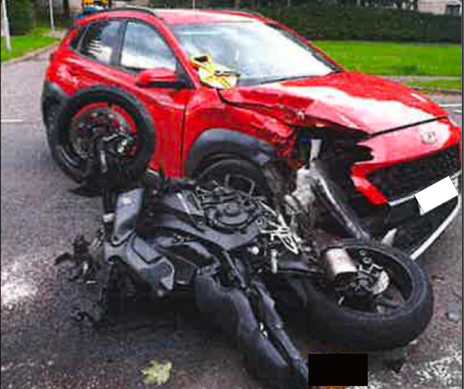 Collision between Hyundai and Yamaha