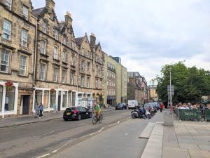 Cyclist riding in Edinburgh